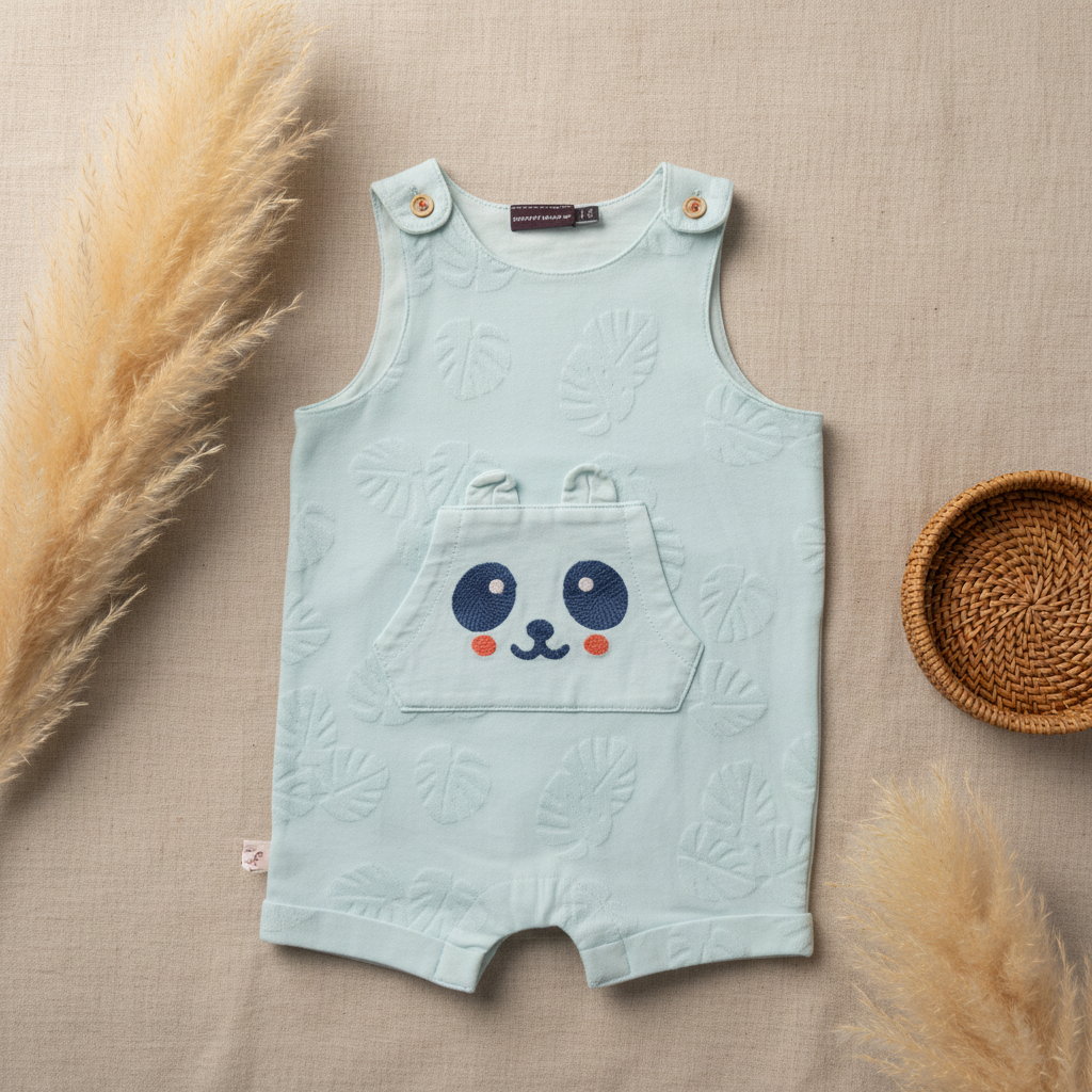 Barboteuse Sergent Major bleu panda poche – fond bohème