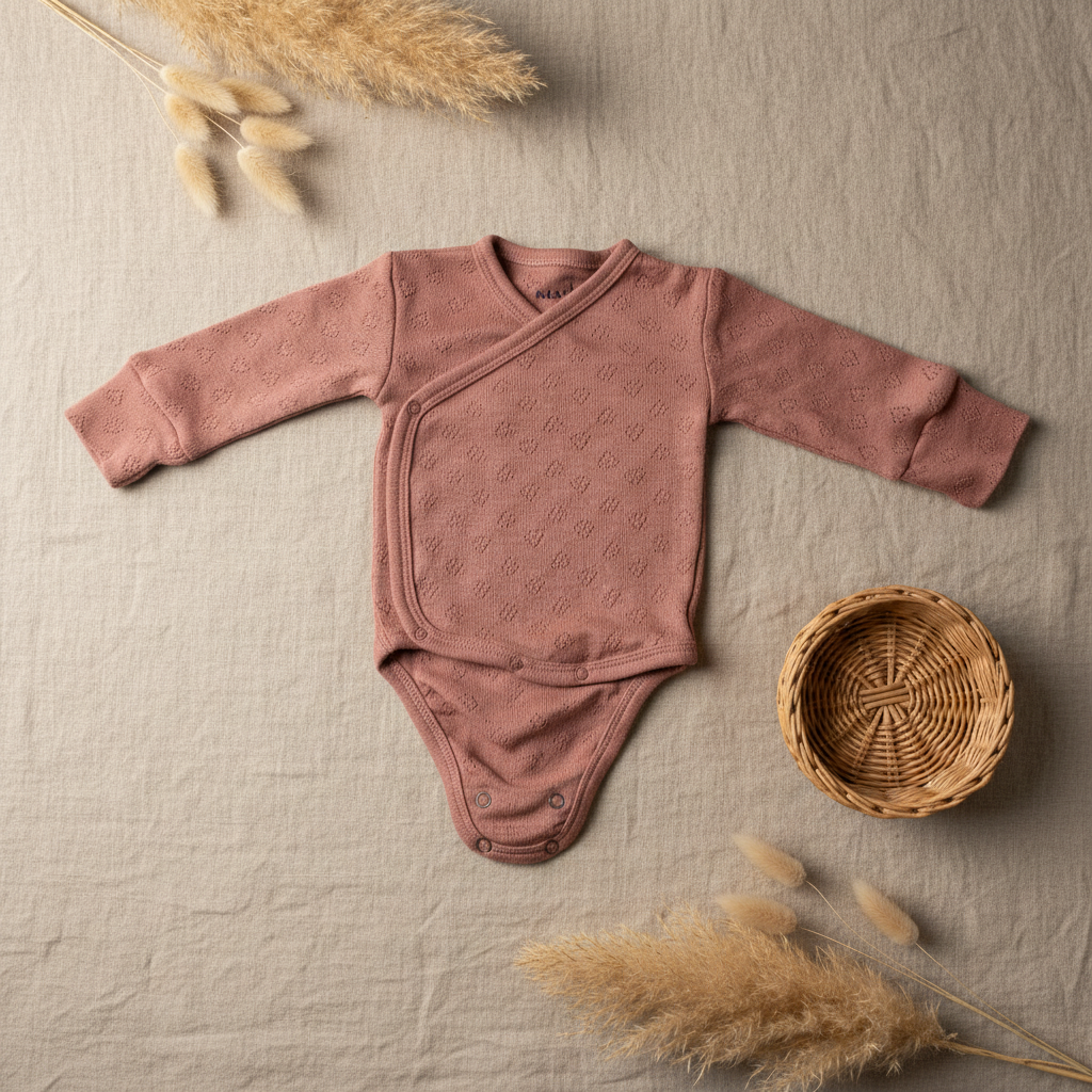 Body cache-cœur rose pointelle – fond bohème