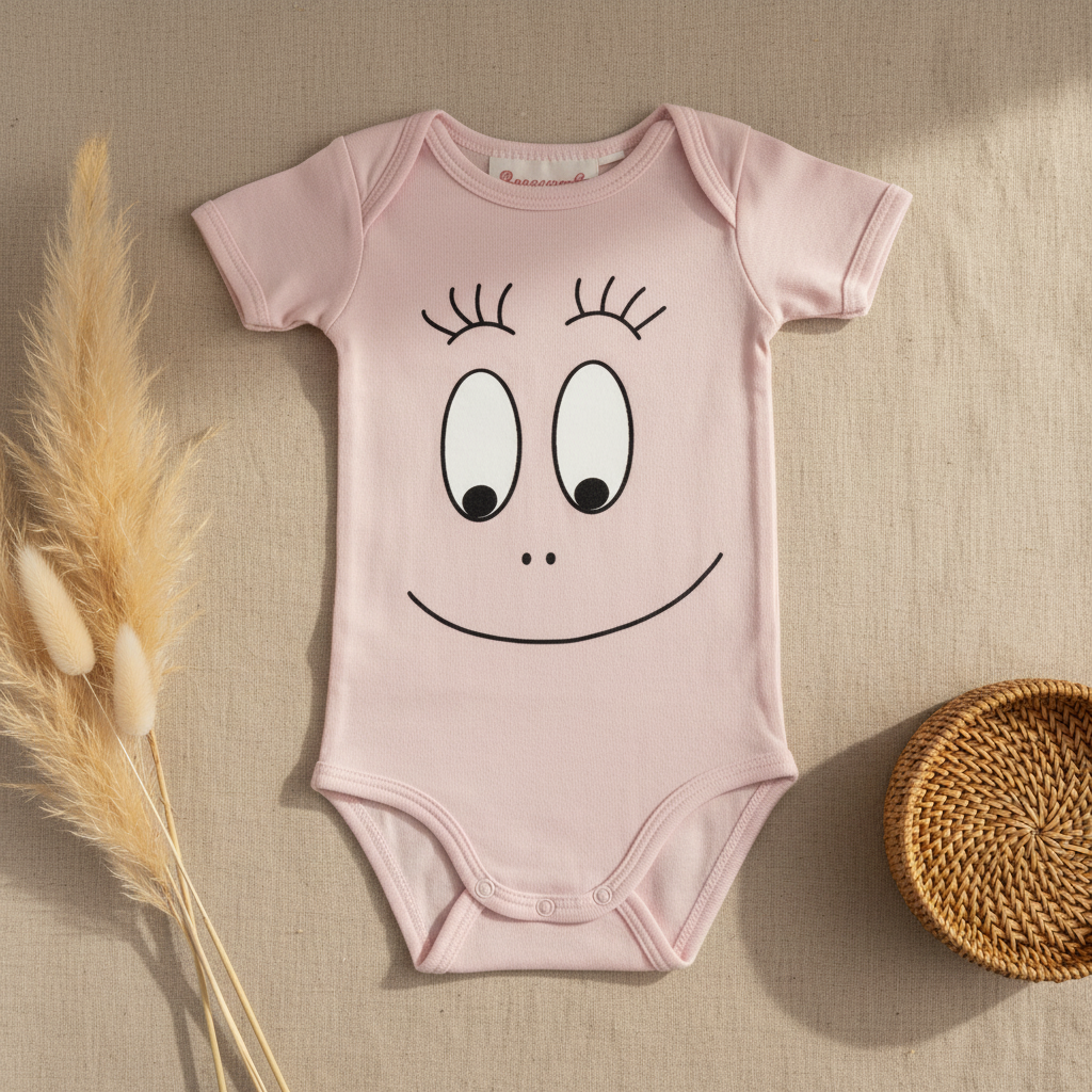Body rose pâle visage souriant – fond bohème