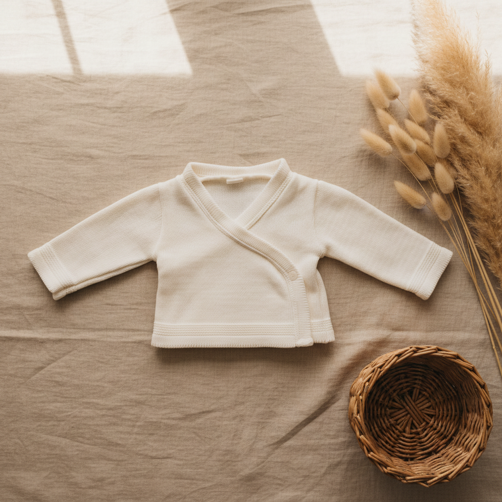 Brassière cache-cœur crème côtelée – fond bohème