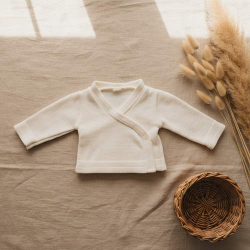 Brassière cache-cœur crème côtelée – fond bohème