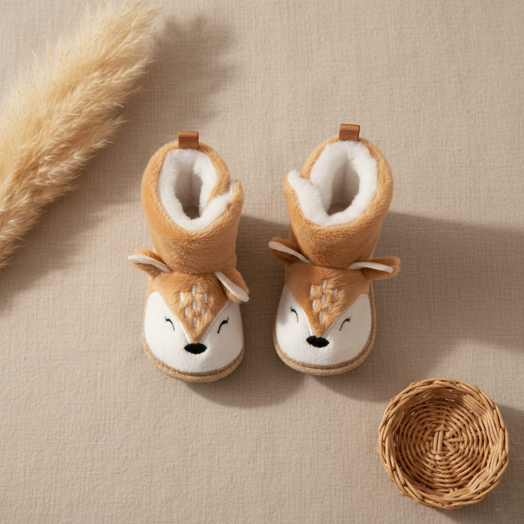 Chaussons bébé faon caramel – fond bohème