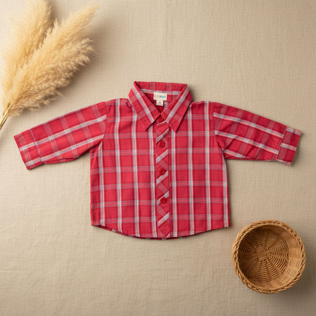 Chemise carreaux rouge Kiabi – fond bohème