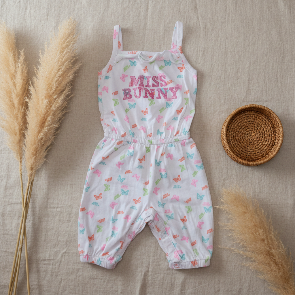 Combinaison "Miss Bunny" papillons – fond bohème sans nœud