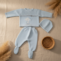Ensemble 3 pièces bleu bébé éléphant – fond bohème