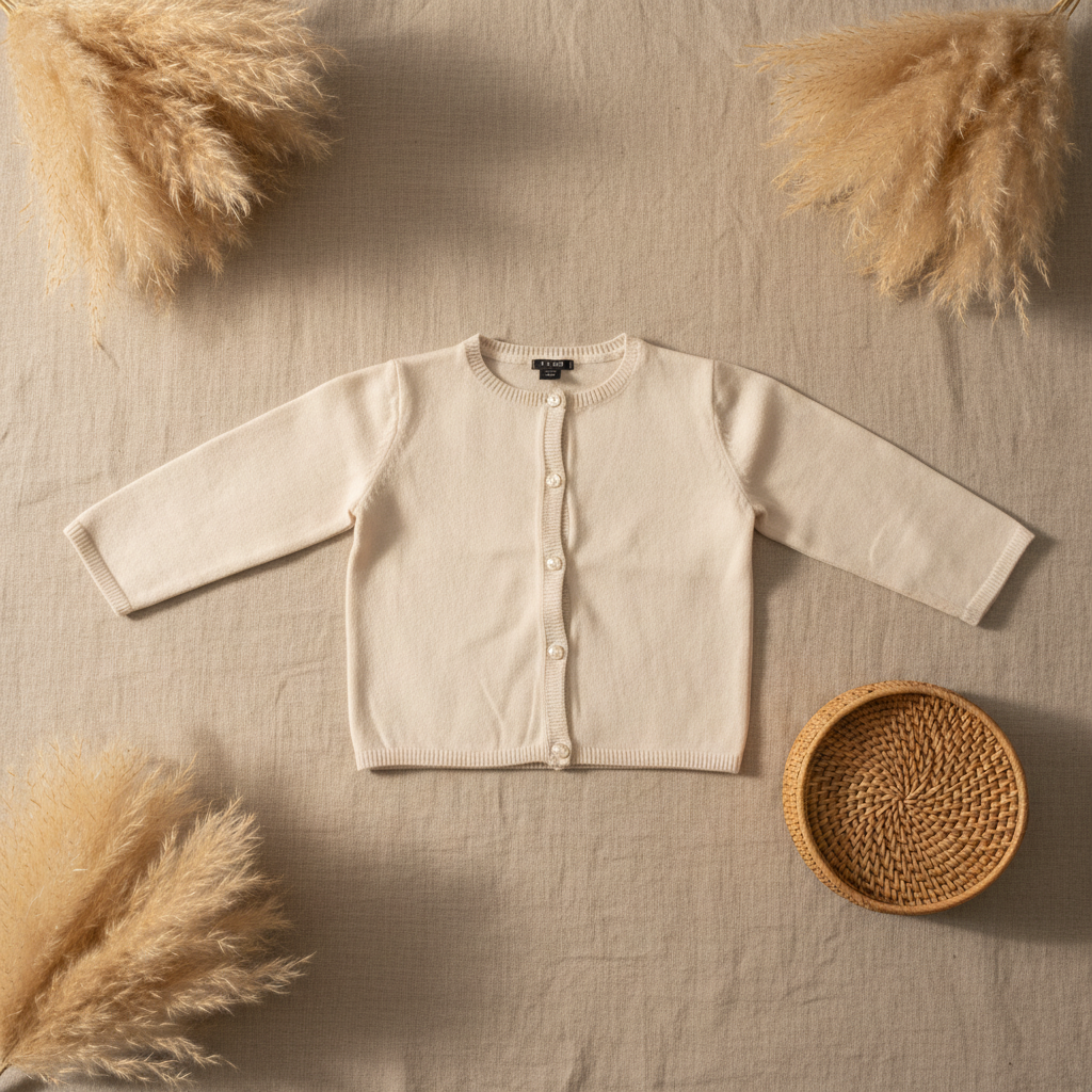 Gilet crème boutons nacre – fond bohème