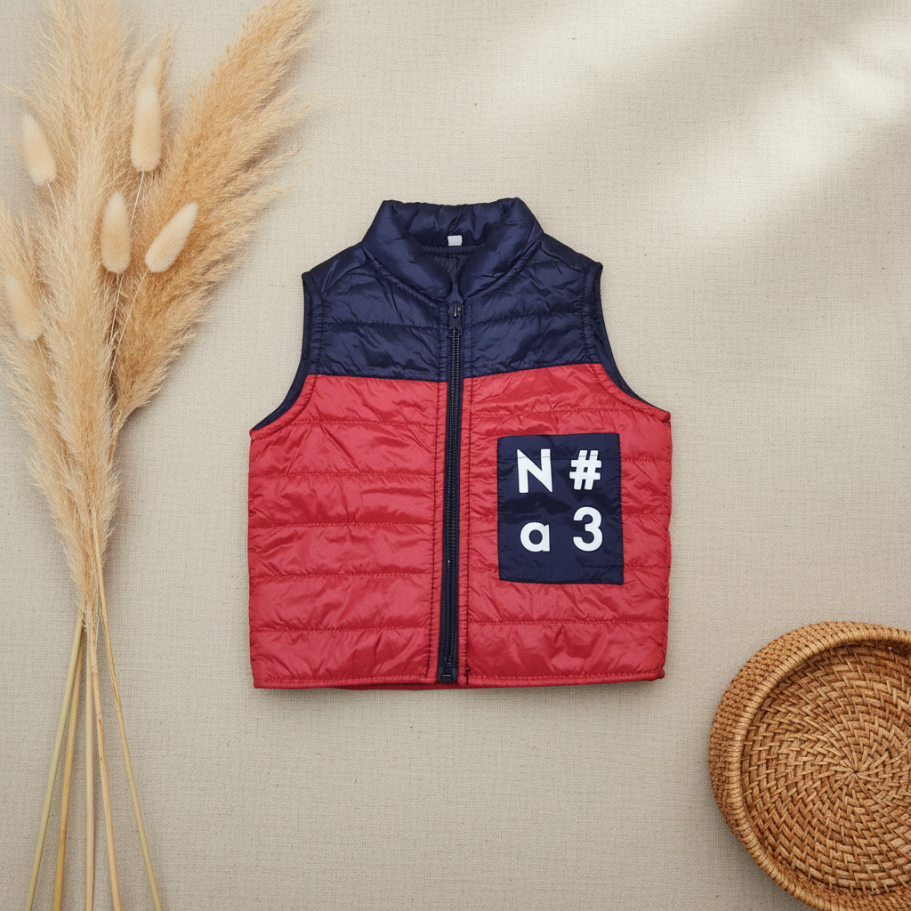 Gilet matelassé bicolore marine rouge "N#a3" – fond bohème
