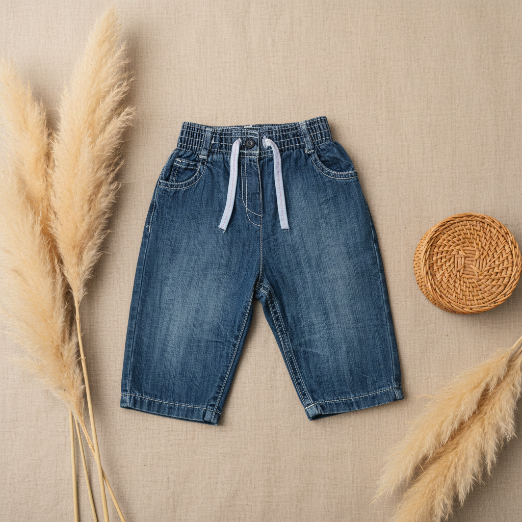 Jean bébé lacet blanc – fond bohème