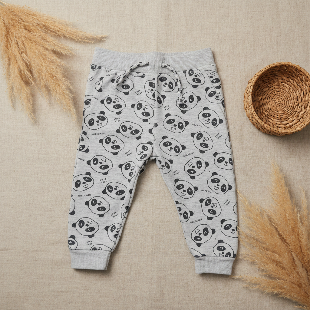 Jogging gris imprimé pandas – fond bohème