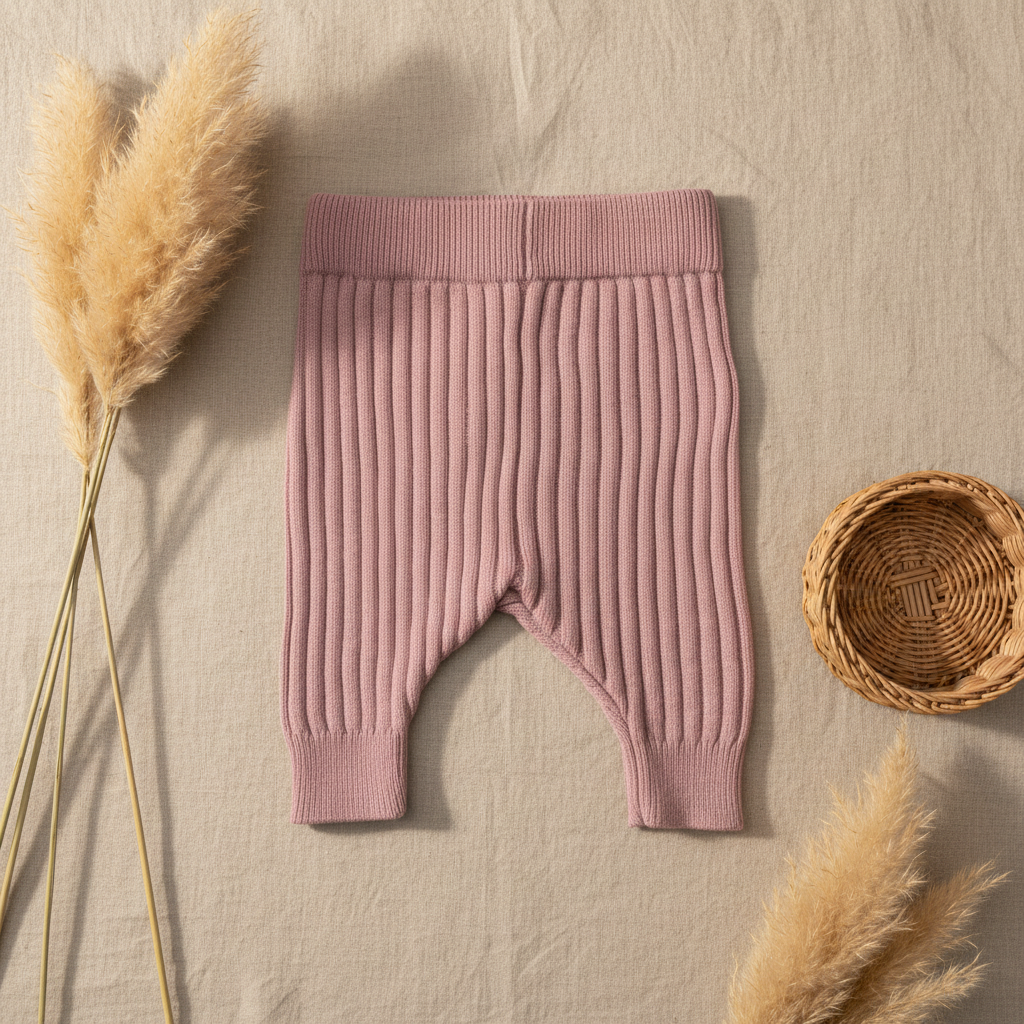 Legging rose côtelé pailleté – fond bohème
