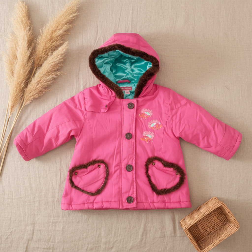 Manteau rose fuchsia poches cœur – fond bohème