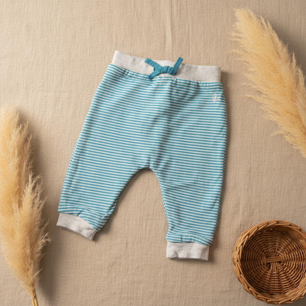 Pantalon rayé turquoise ancre – fond bohème