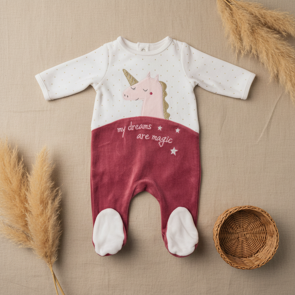 Pyjama bicolore licorne "My Dreams Are Magic" – fond bohème