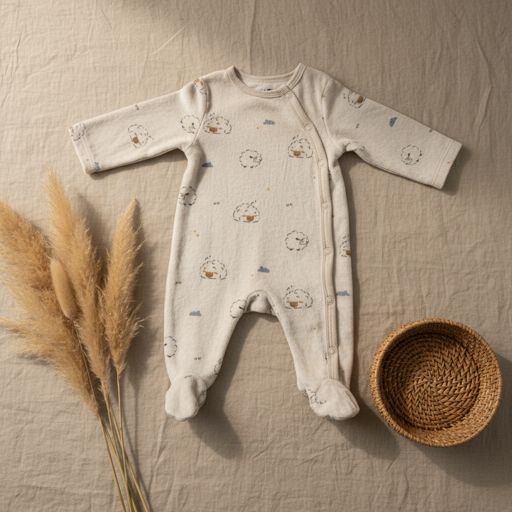 Pyjama blanc moutons all-over – fond bohème
