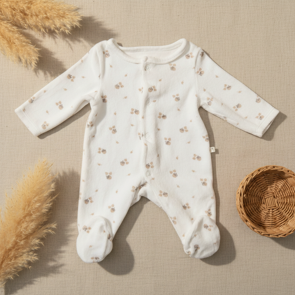 Pyjama blanc print petits animaux – fond bohème