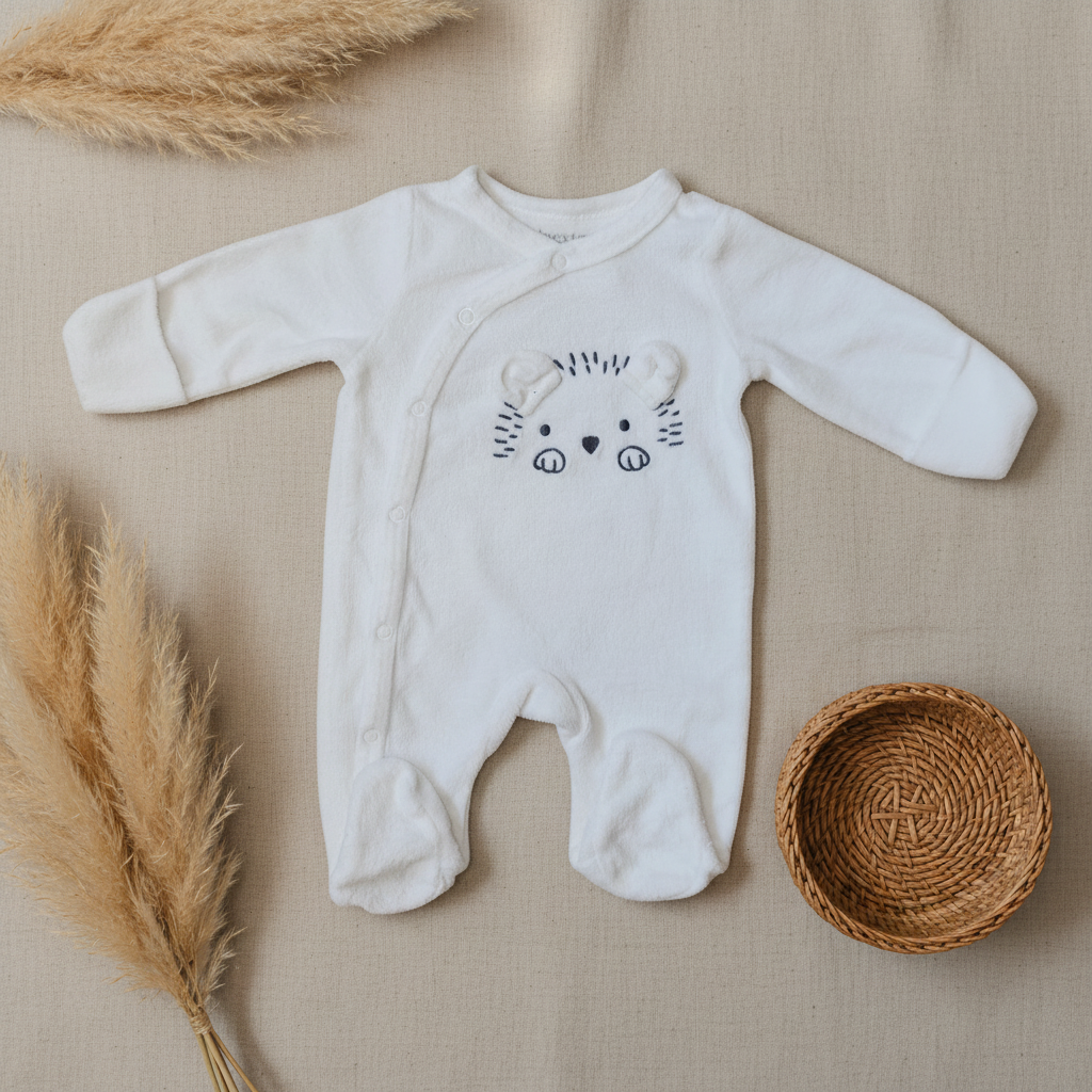 Pyjama blanc tigre appliqué – fond bohème