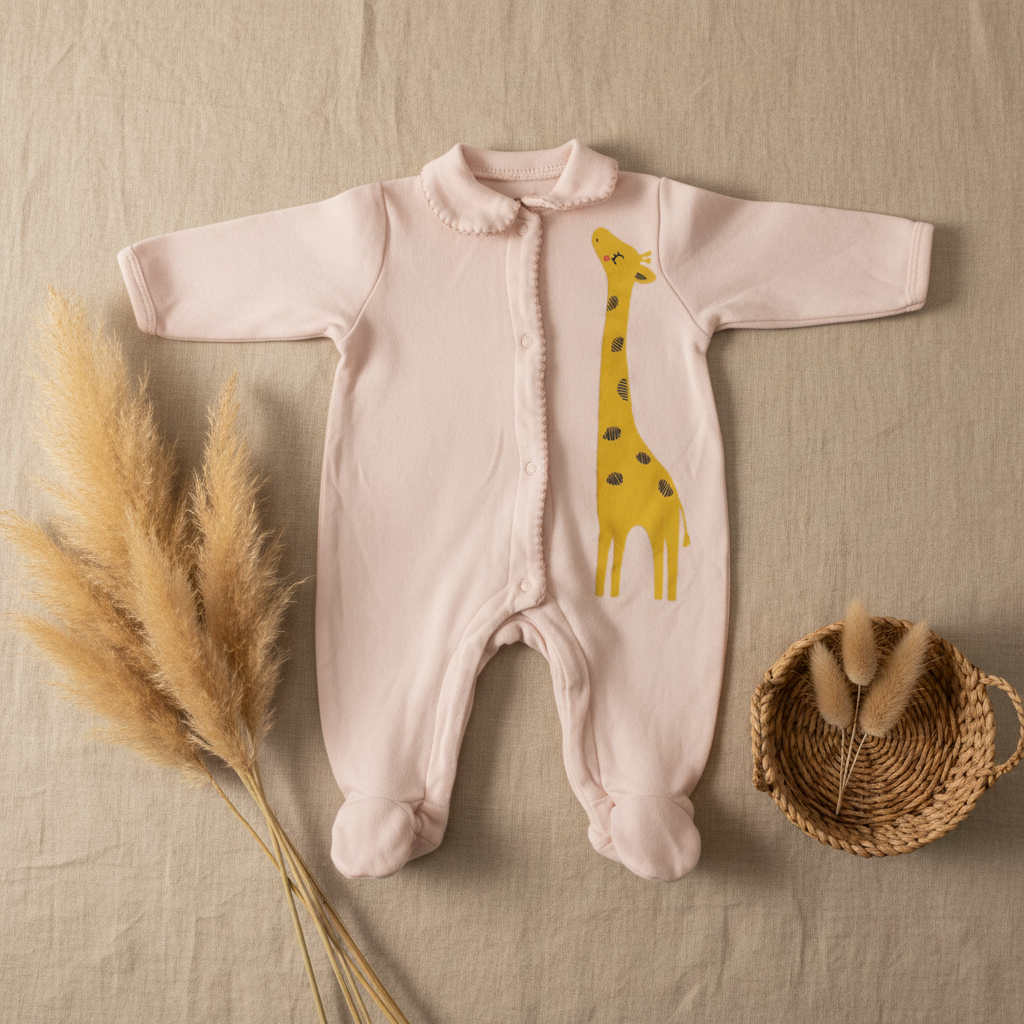 Pyjama rose girafe – fond bohème