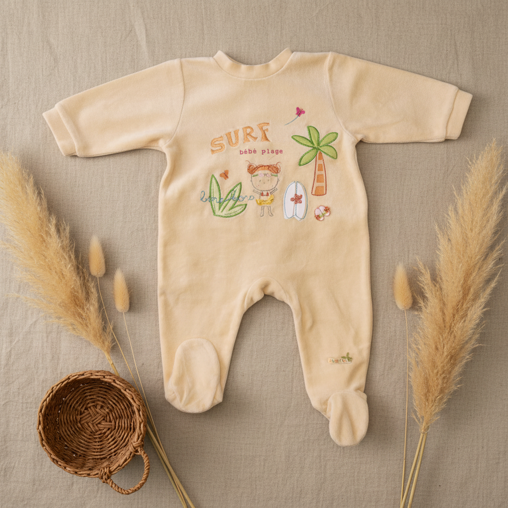 Pyjama "Surf bébé plage" – fond bohème