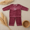 Pyjama velours rose pois "Au coeur de la nuit" – fond bohème