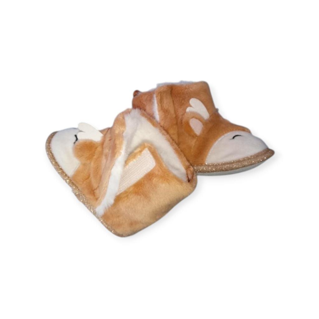 Chaussons boots à scratch en forme de cerf beige - L'univers pour les petits
