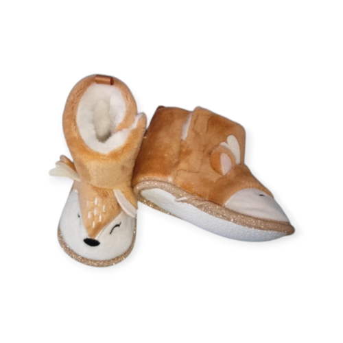 Chaussons boots à scratch en forme de cerf beige - L'univers pour les petits