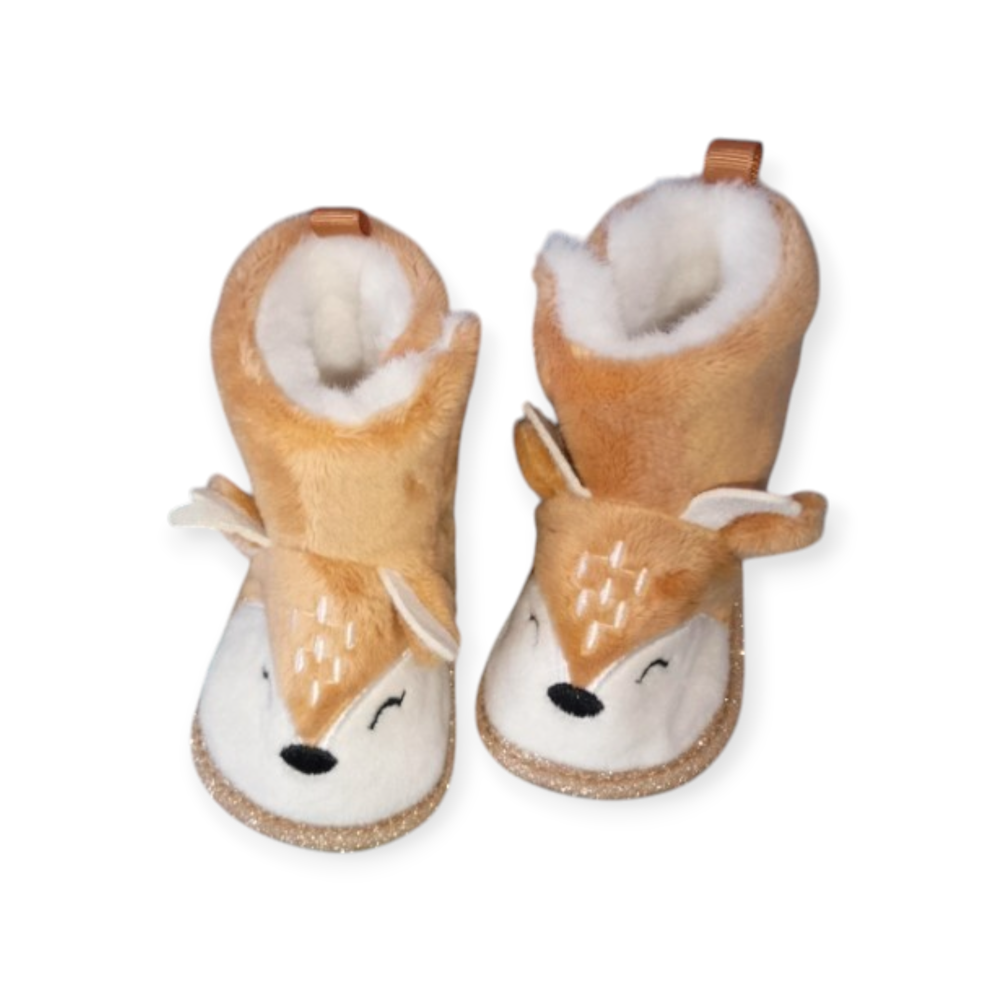 Chaussons boots à scratch en forme de cerf beige - L'univers pour les petits