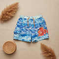 Short de bain bleu clownfish – fond bohème