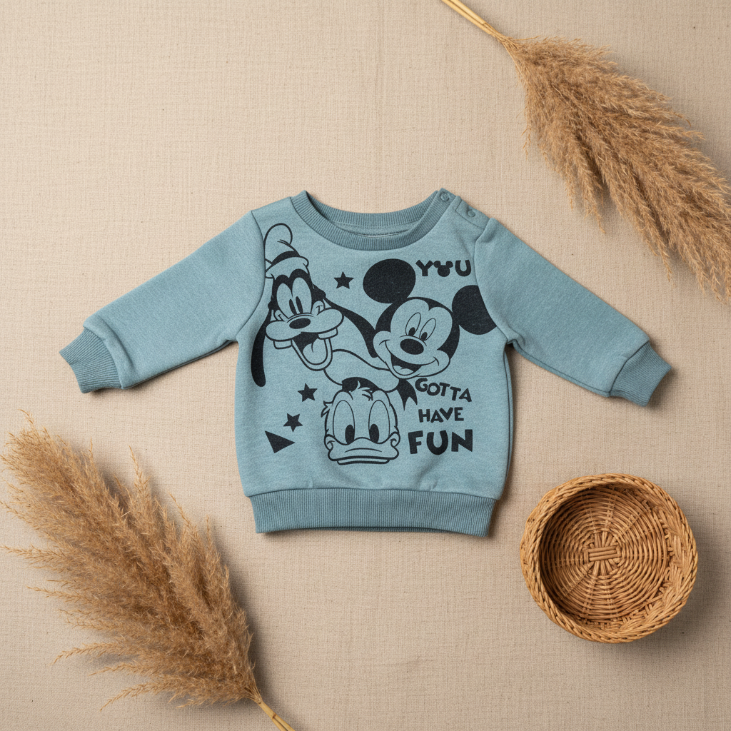 Sweat bleu poudré "Gotta Have Fun" – fond bohème