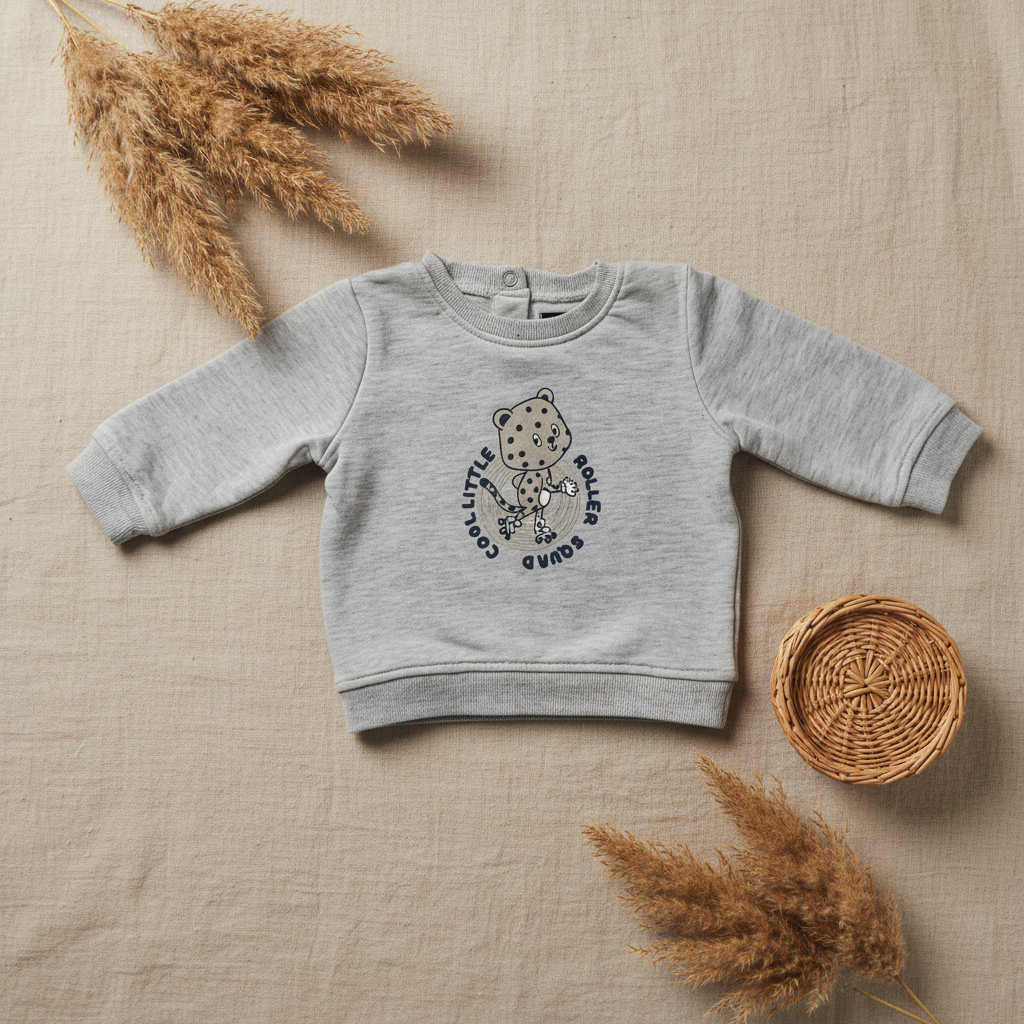 Sweat gris "Cool Little Roller Squad" – fond bohème